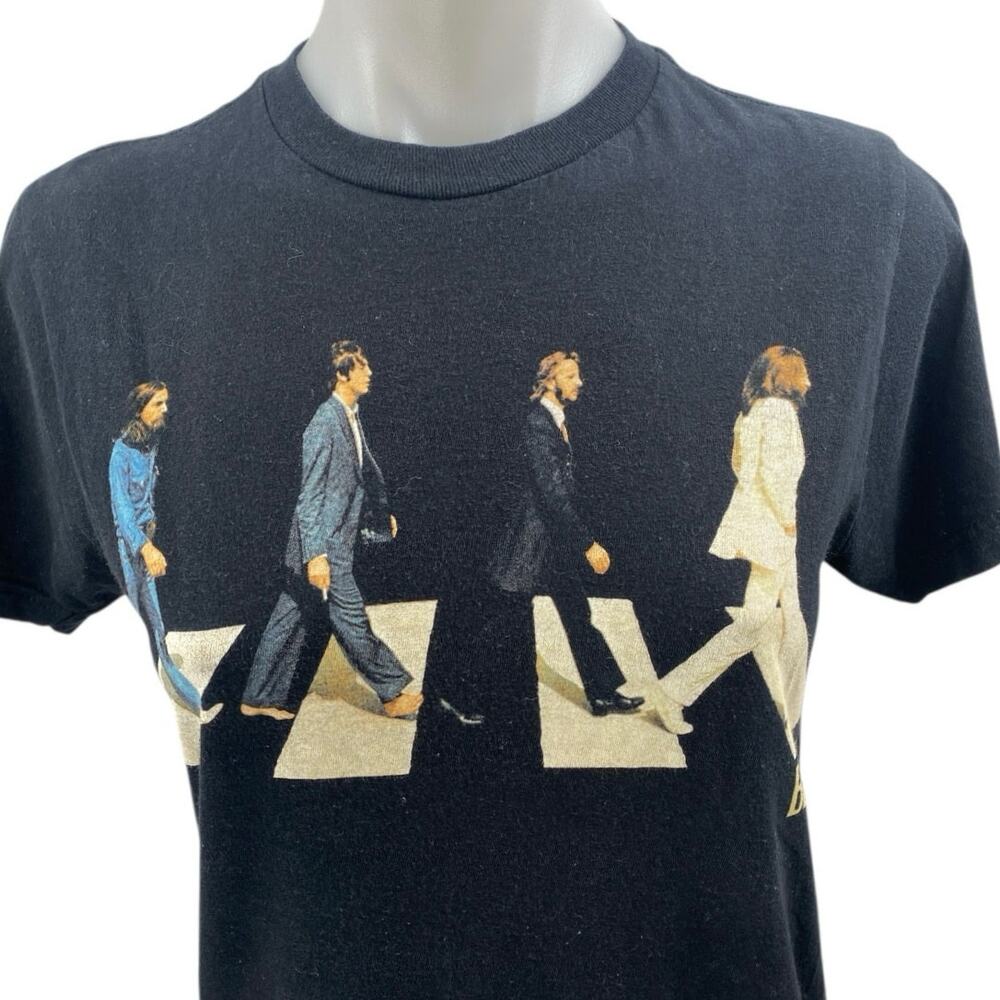 Vintage The Beatles Abbey Road Black Short Sleeve Graphic Tee T-shirt Top Size S - Picture 3 of 4